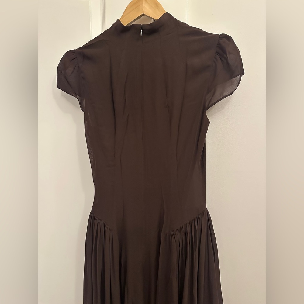 NEW Reformation Maven Midi Dress Full Skirt in Mole Brown | size 6 - Picture 9 of 13